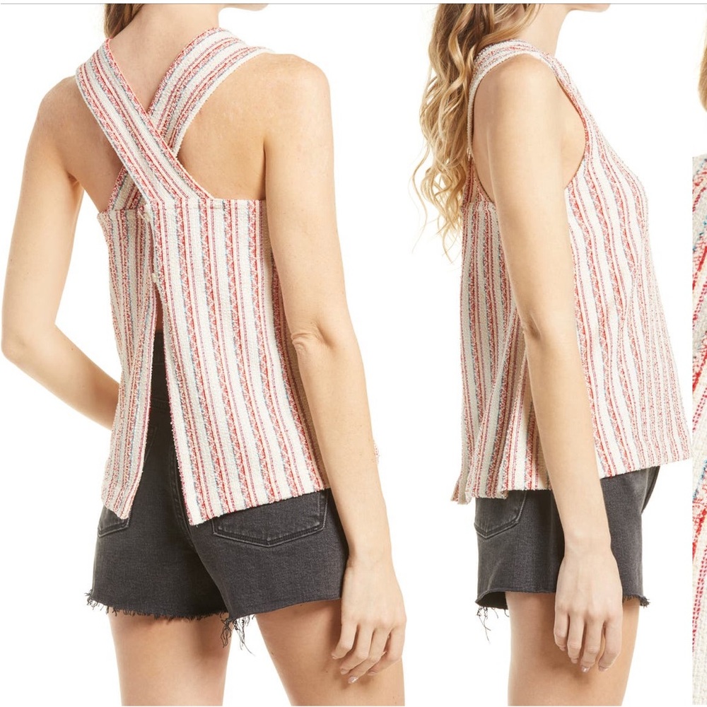 Madewell Bouclé Stripe Cross-Back Tank Top - Size XXS